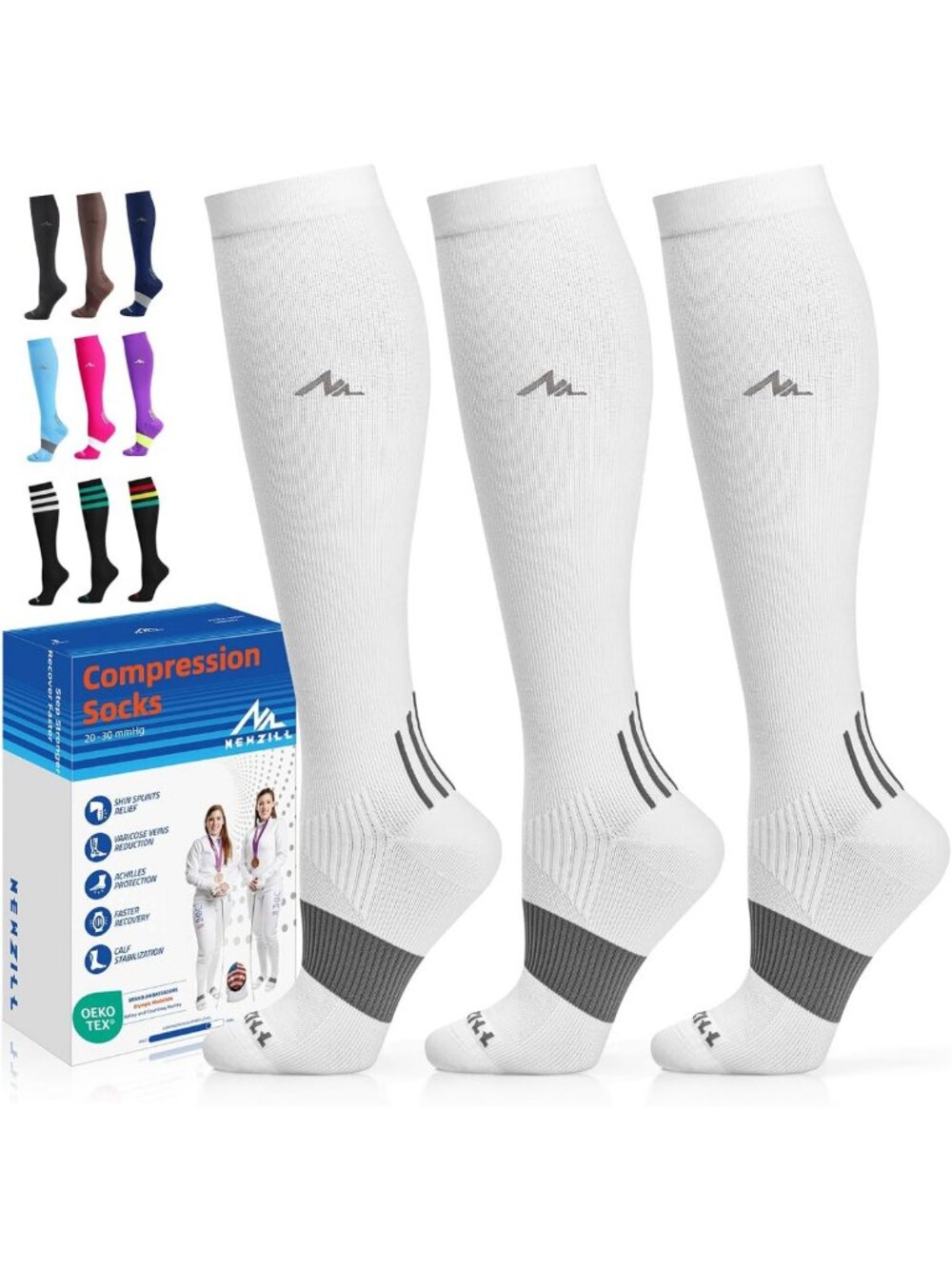 Compression Socks for Men & Women, 20-30 mmHg, Ideal for Sports & Travel